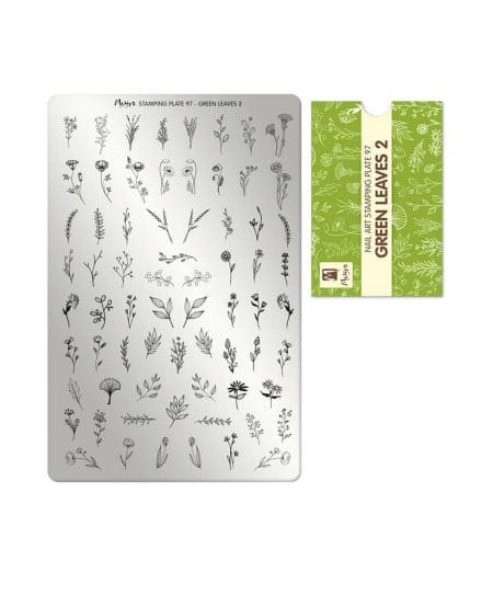 Piastra Stamping Moyra® 97 - Green Leaves 2 - 9,5cm x 14,5cm