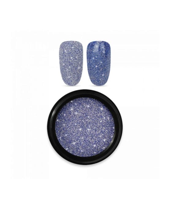 Smalto Semipermanente effetto Flash Spotlight Reflective Polvere Glitter Blu e Argento
