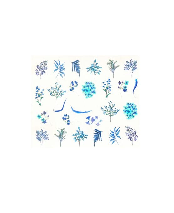 Water Decal fiori blu