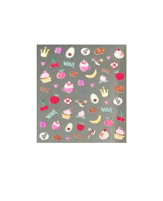 Sticker 3D unghie nailart autunno cuori corone dolcetti Fanta-stick fiori